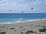 Kite-Surver am süt-westlichen Ende des Lagunengürtels